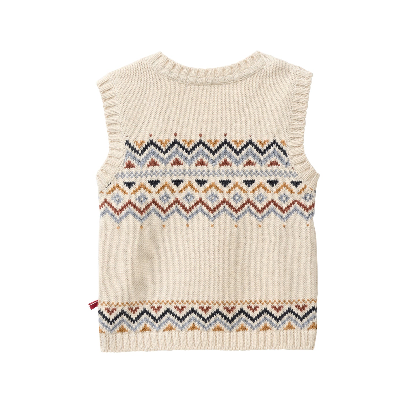People Wear Organic Strick Pullunder in beige mit Norwegermuster GOTS