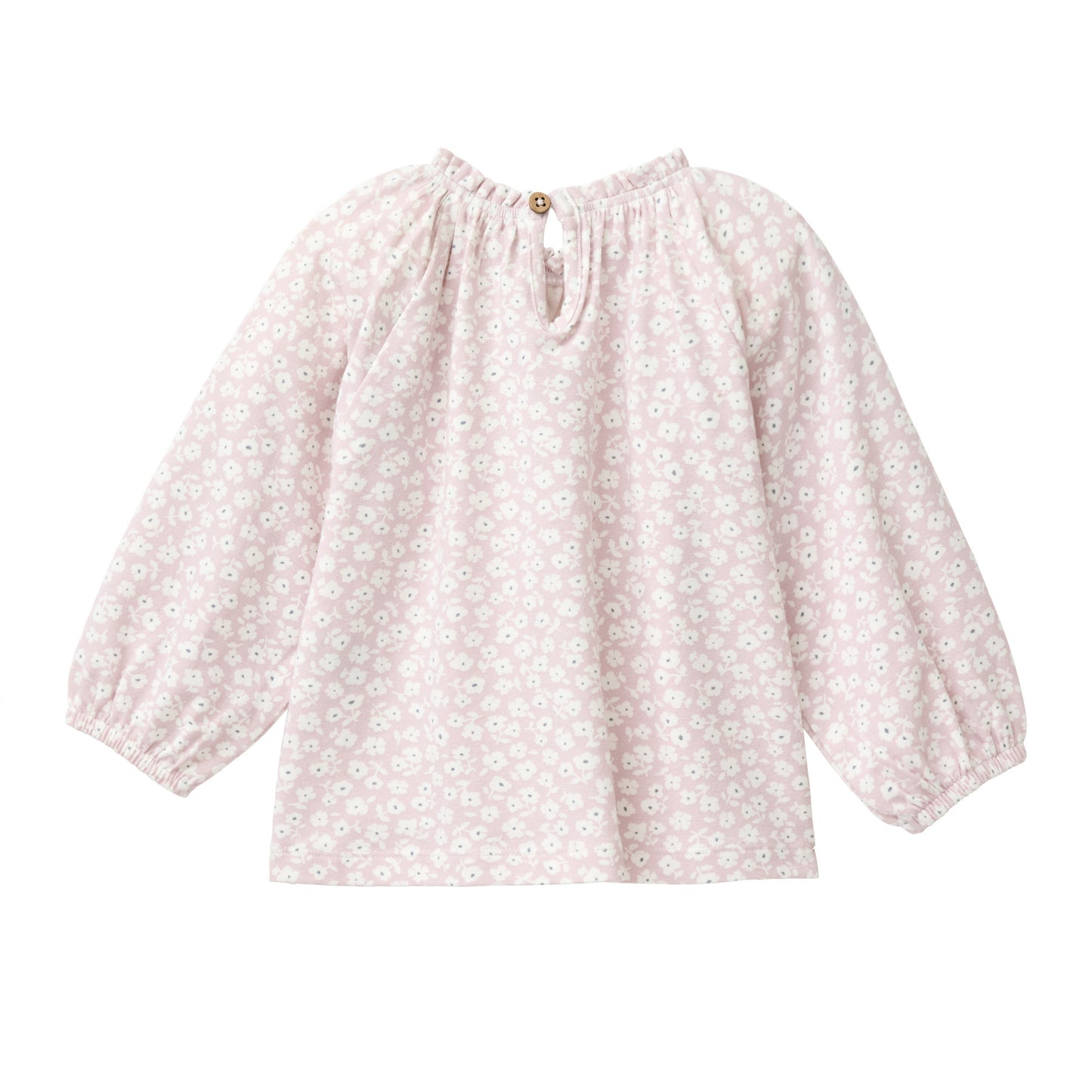 People Wear Organic Langarm Shirt in hellrosa mit kleinem Veilchen Motiv GOTS