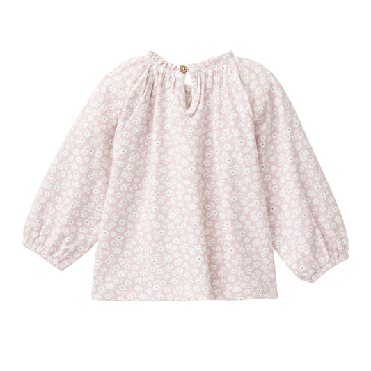 People Wear Organic Langarm Shirt in hellrosa mit kleinem Veilchen Motiv GOTS