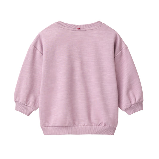 People Wear Organic Sweat Pullover in dunkelmalve mit Applikation "Regenbogen" GOTS