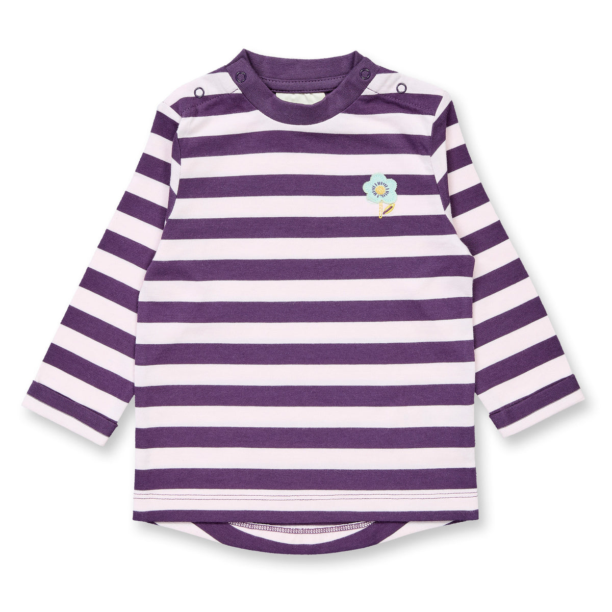 Sense Organics Baby Langarmshirt in Pflaume-Hellrosa geringelt, Modell LEJA, GOTS