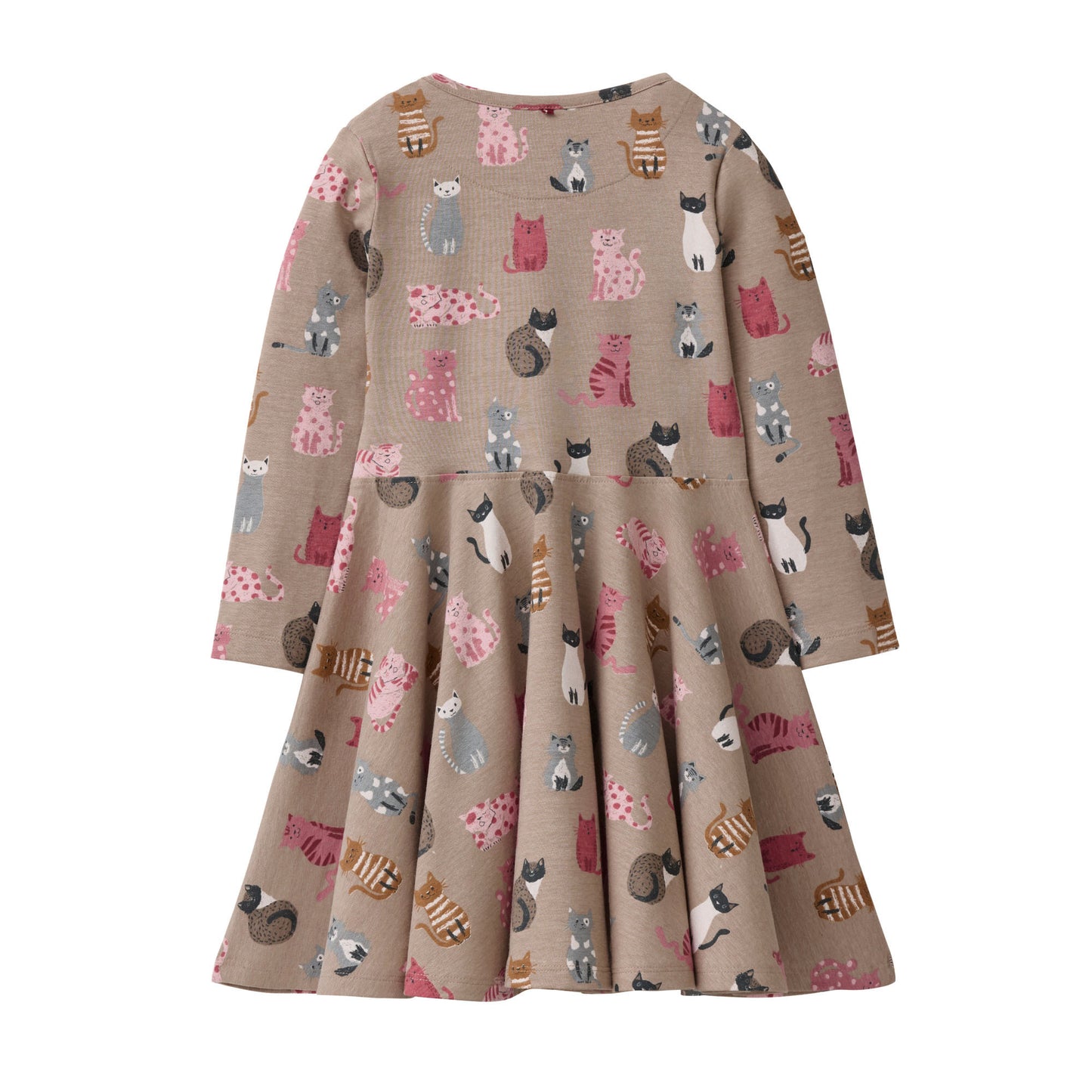 People Wear Organic Langarm-Kleid mit Katzenprint GOTS