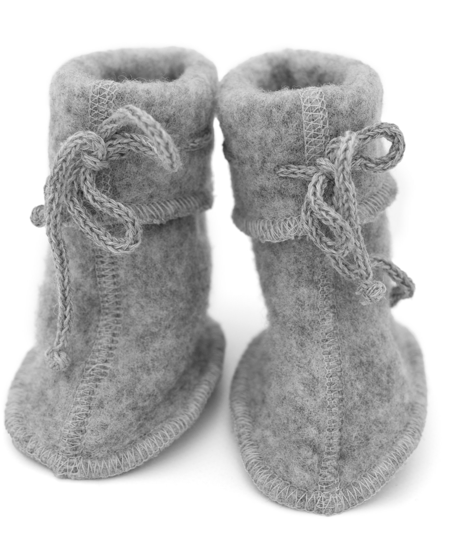 Engel Baby-Schühchen mit Bändel aus Wollfleece in hellgrau melange