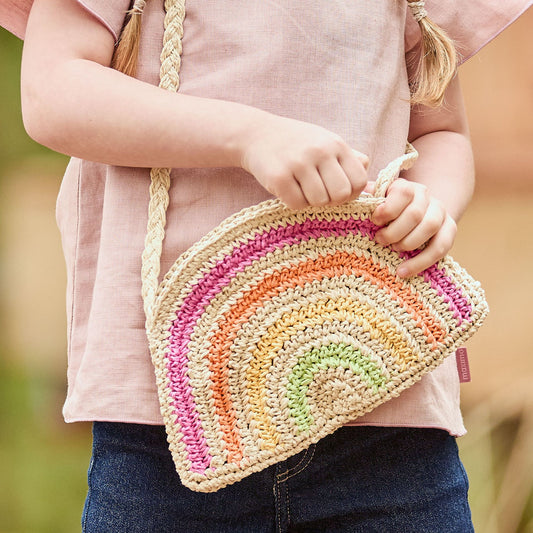 maximo MINI GIRL-Tasche, Regenbogen gehäkelt, Futter