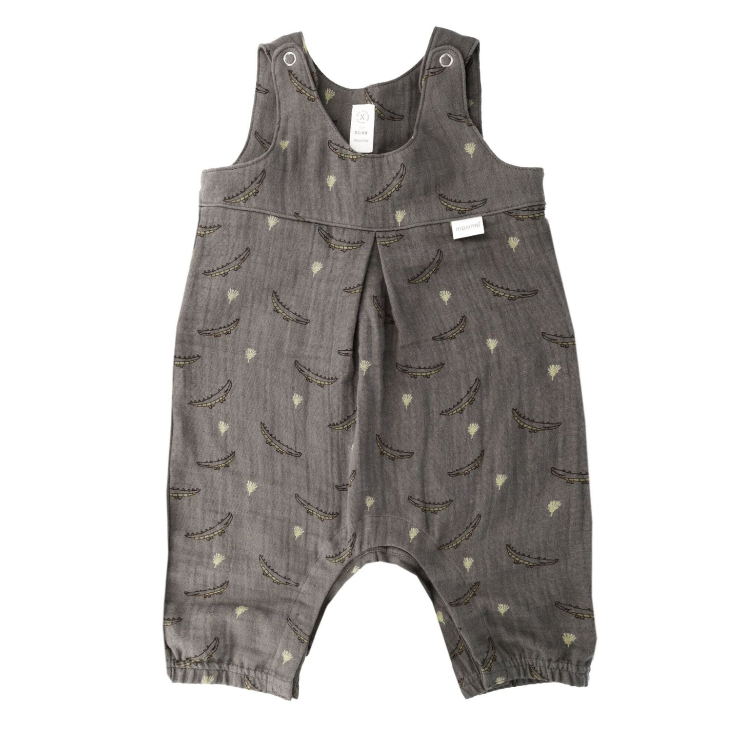 maximo GOTS BABY-Overall, Musselinstoff, Windelöffnung mit kleinen Krokodilen