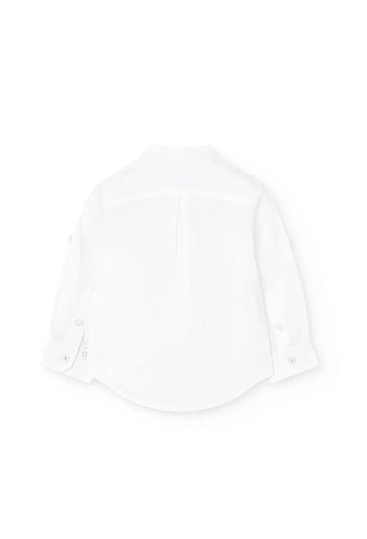 Boboli Hemd Langarm mit Stehkragen und Leinenanteil