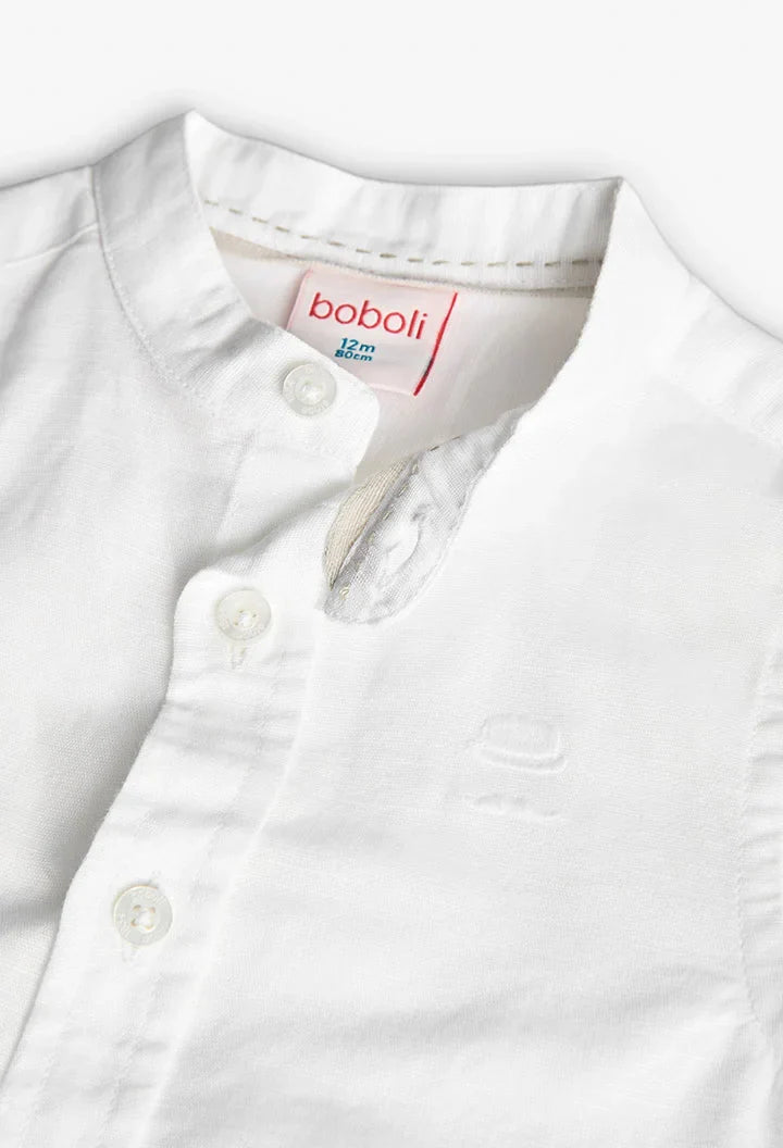Boboli Hemd Langarm mit Stehkragen und Leinenanteil
