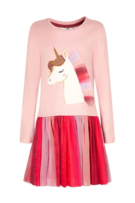 Happy Girls Kleid Langarm mit Tüllrock und EInhorn