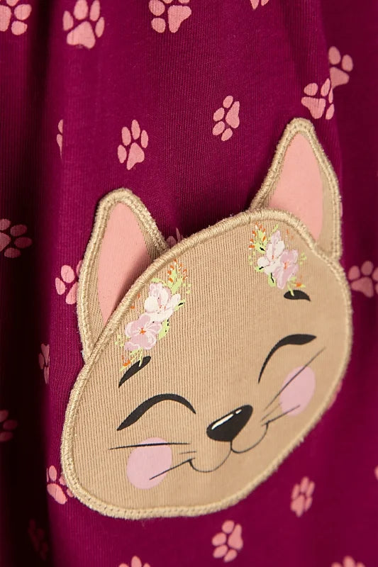 Happy Girls Kleid Langarm mit Katzenapplikation