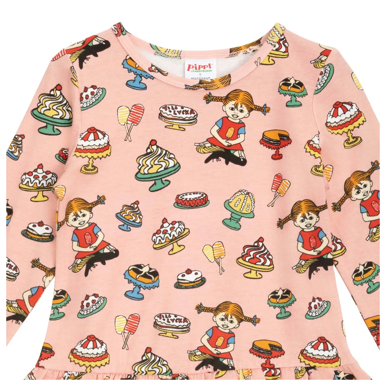 Martinex Pippi Langstrumpf Langarmkleid 'Yummy Dress Rose'