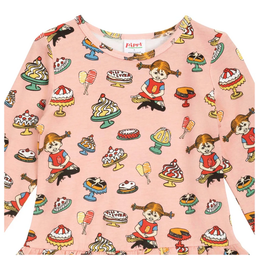 Martinex Pippi Langstrumpf Langarmkleid 'Yummy Dress Rose'