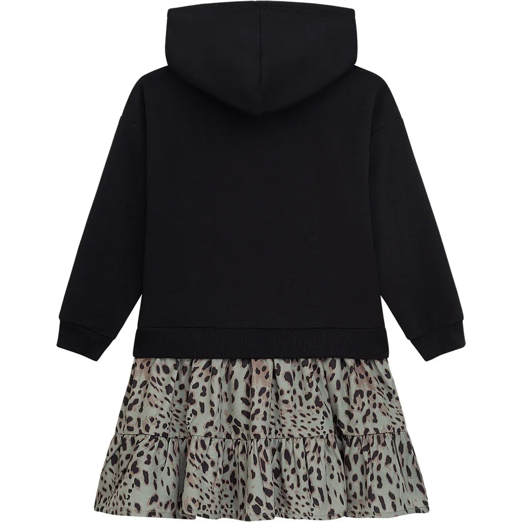 Danamade Kleid Langarm mit Kapuze und Leorock