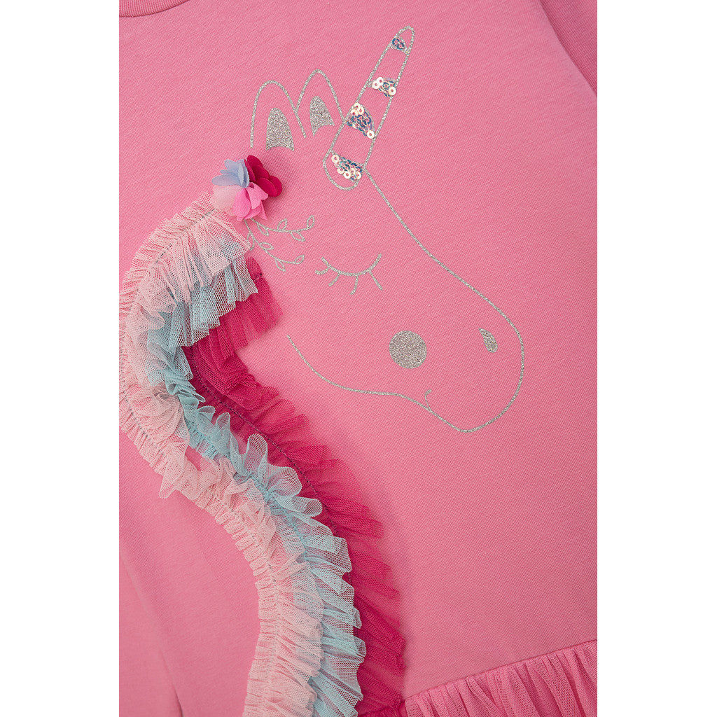 Danamade Kleid Langarm mit Einhorn und Tüllrock