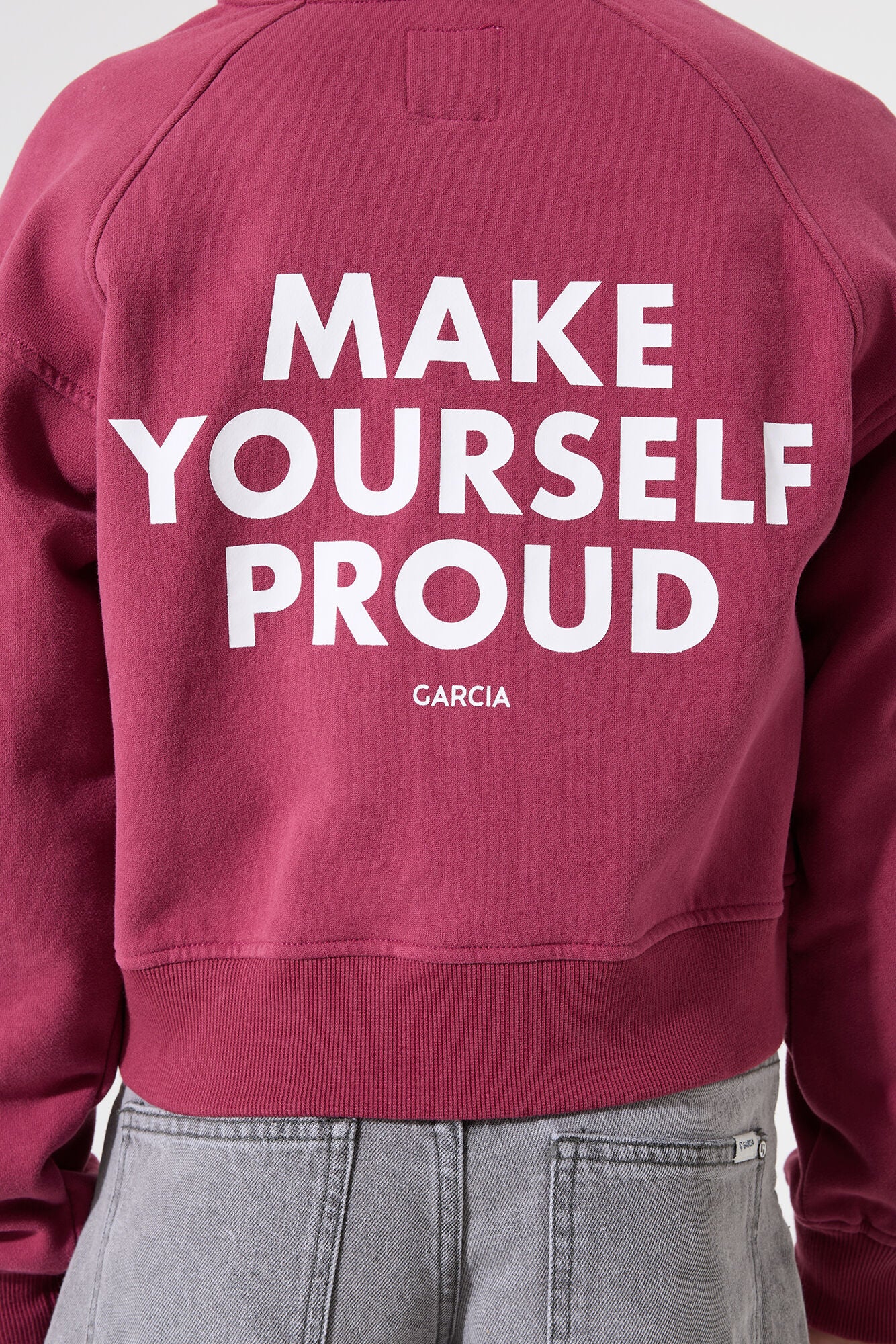 Garcia Sweatjacke mit Rückenprint in Dunkelrosa