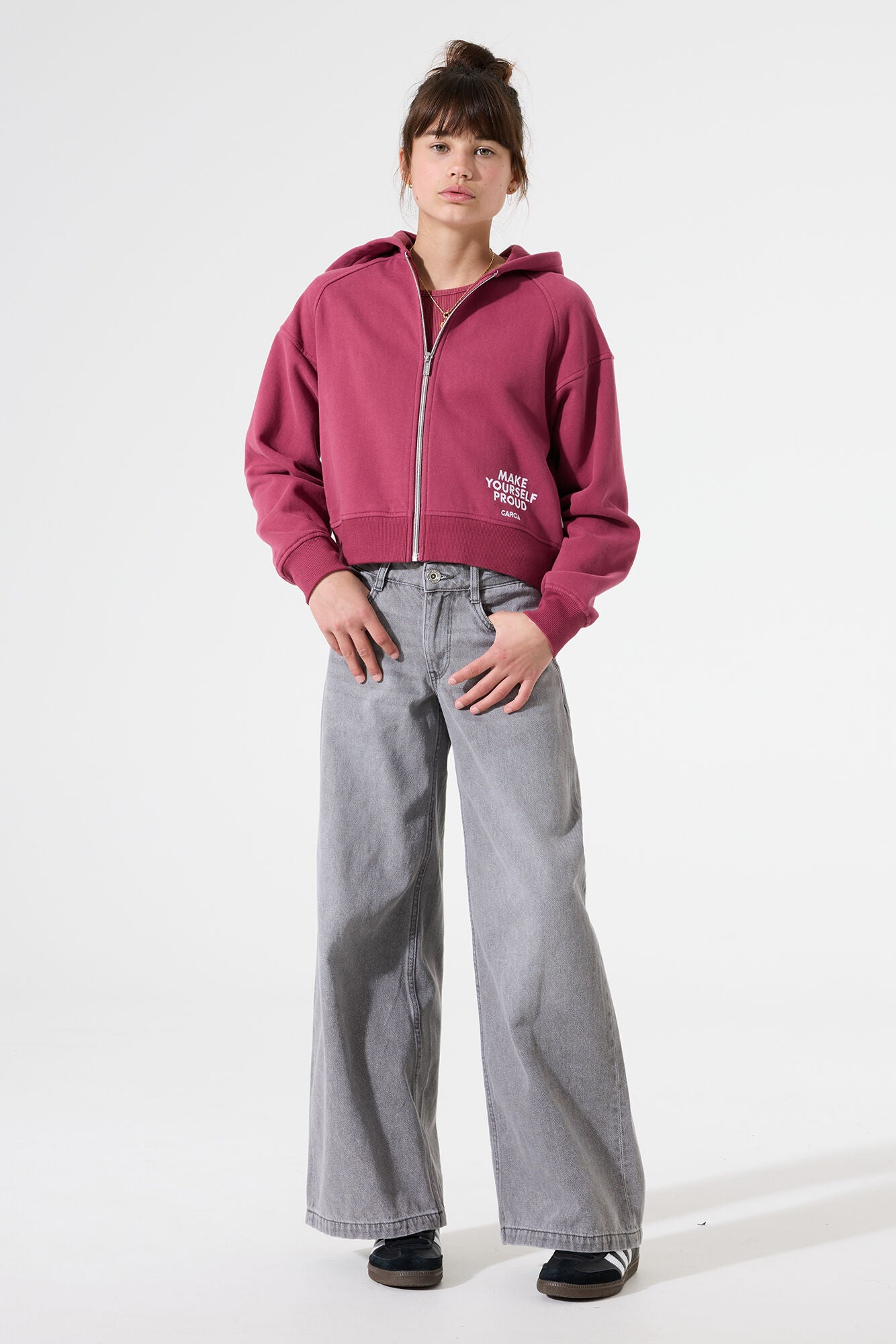 Garcia Sweatjacke mit Rückenprint in Dunkelrosa