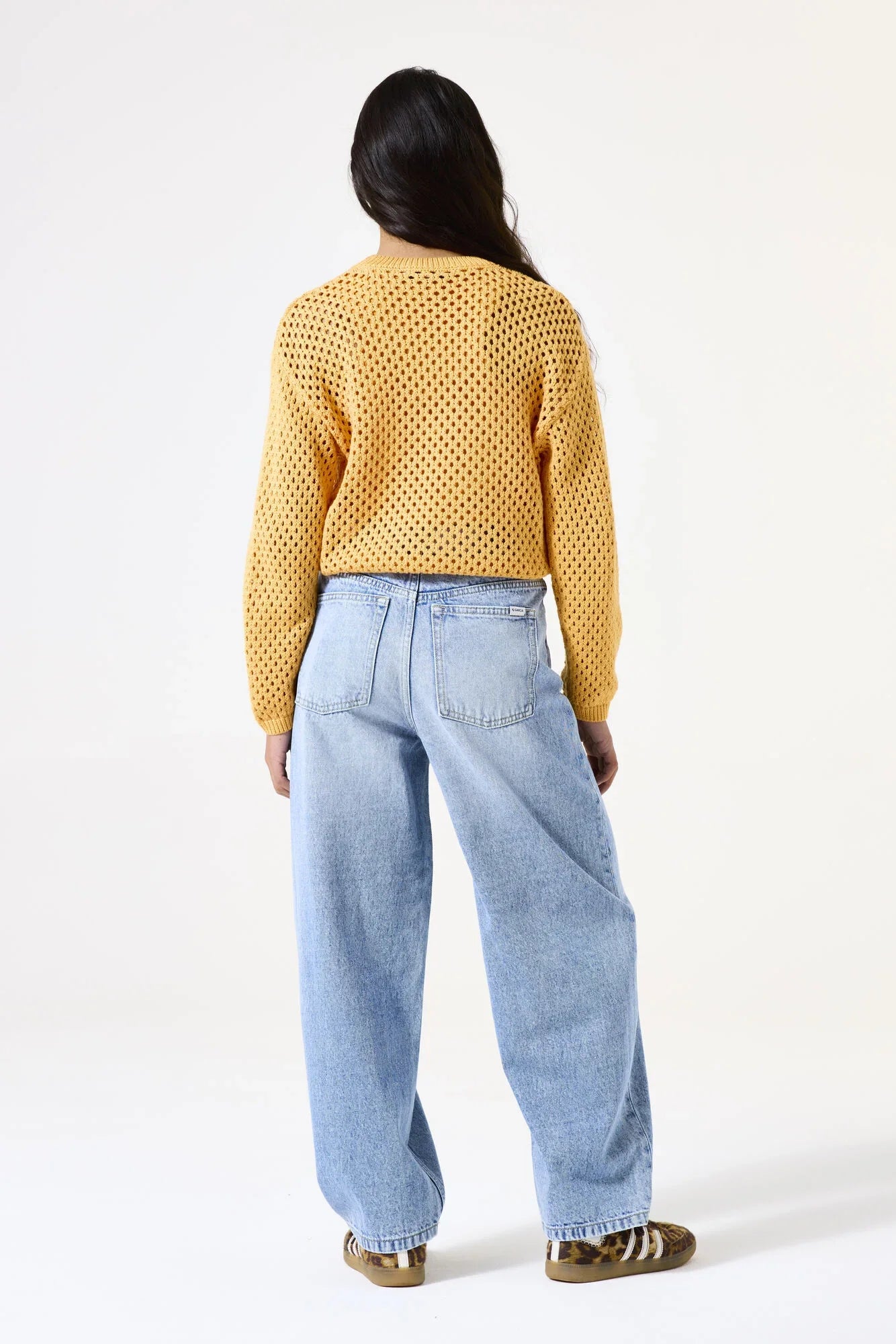 Garcia Gelber Pullover mit Lochmuster