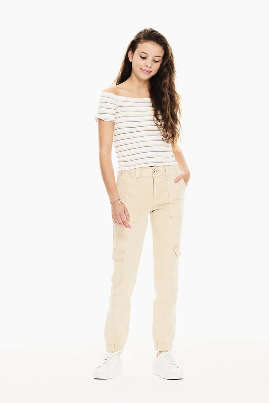 Weiß gestreiftes Off-Shoulder Top von Garcia