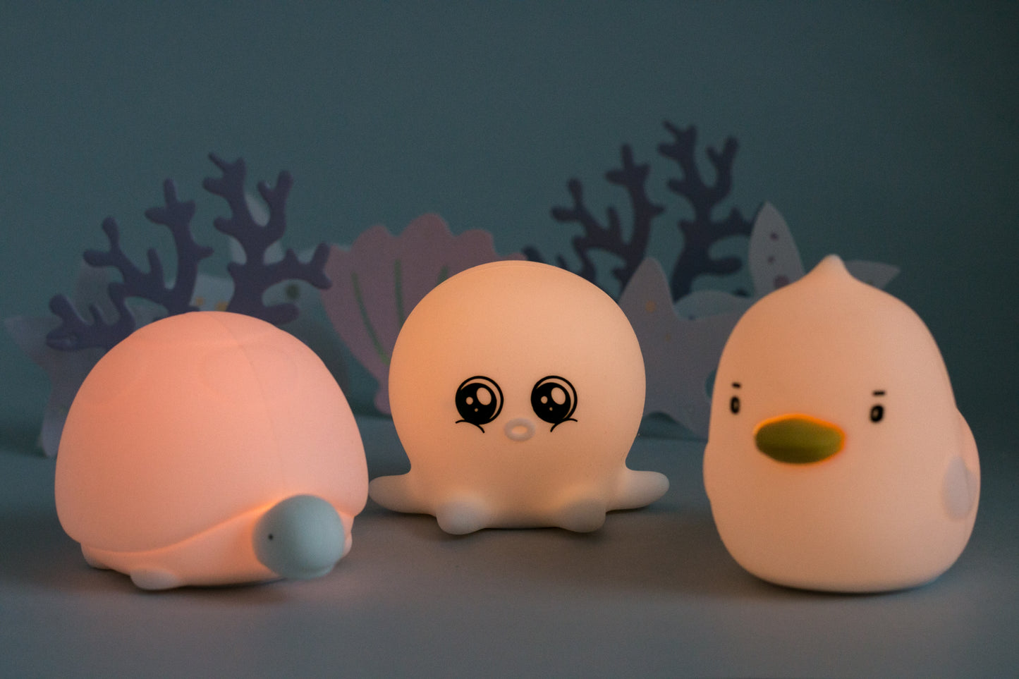 Rabbit & Friends Lampenset Mini Ocean aus Silikon