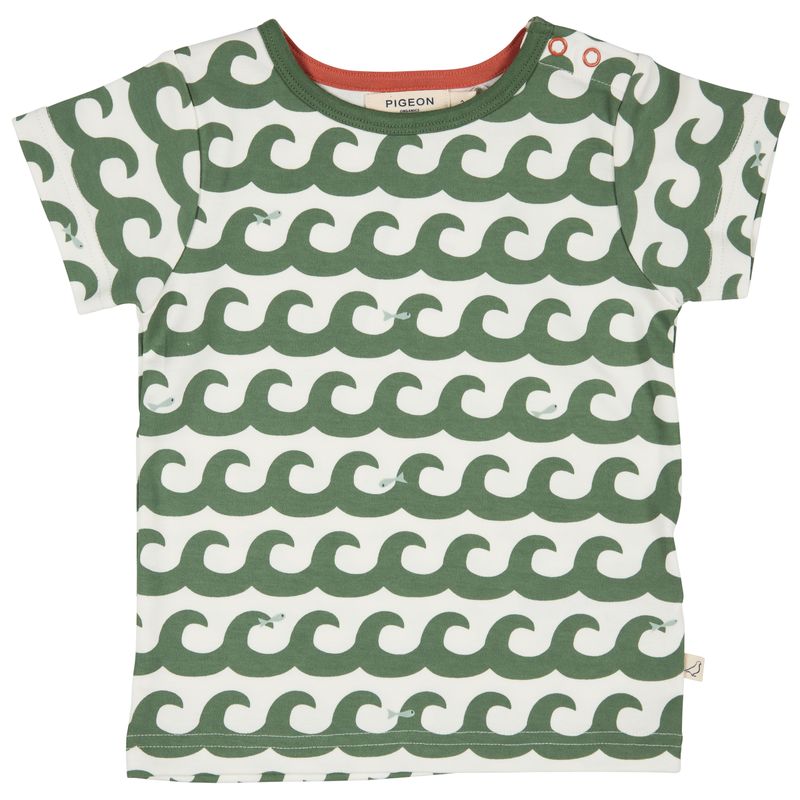 Pigeon T-Shirt mit Wellenprint GOTS