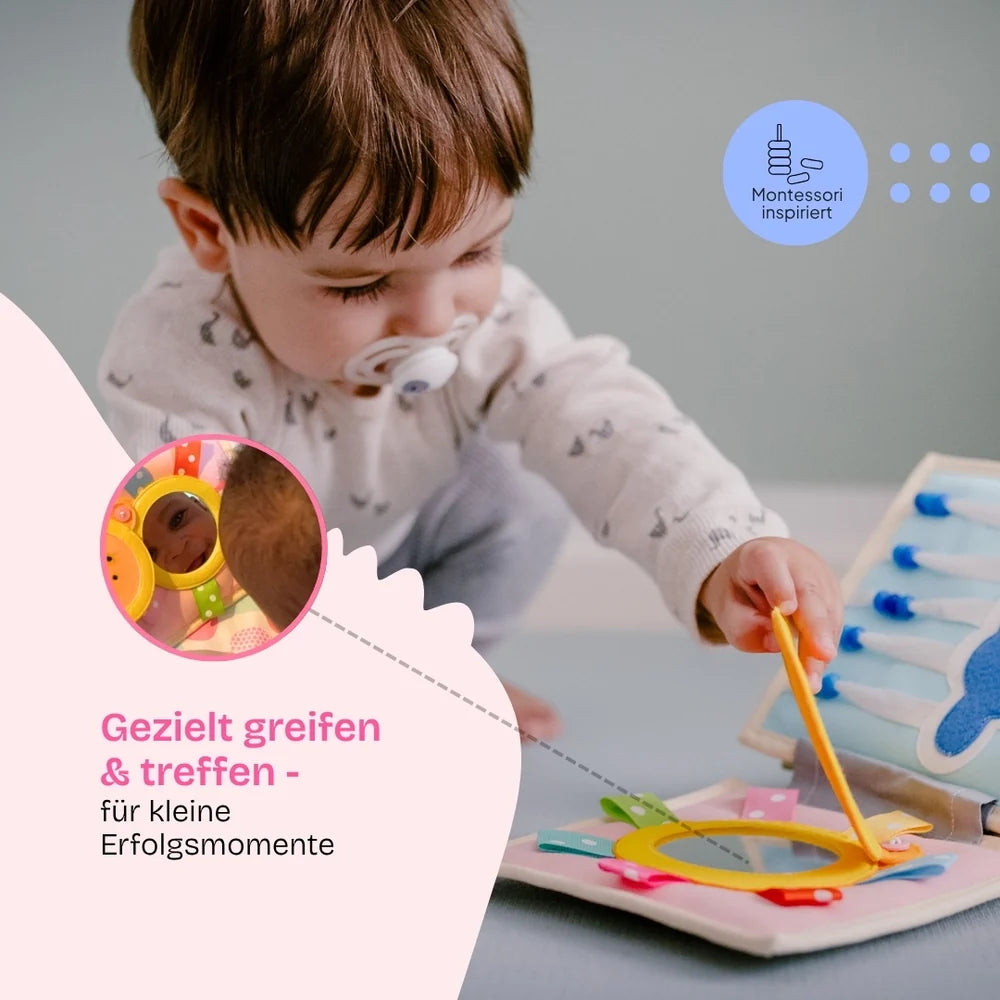 Jolly Designs Quiet Book Happy Sheep – Fühlbuch für alle Sinne ab 4 Monaten (ohne lose Teile)