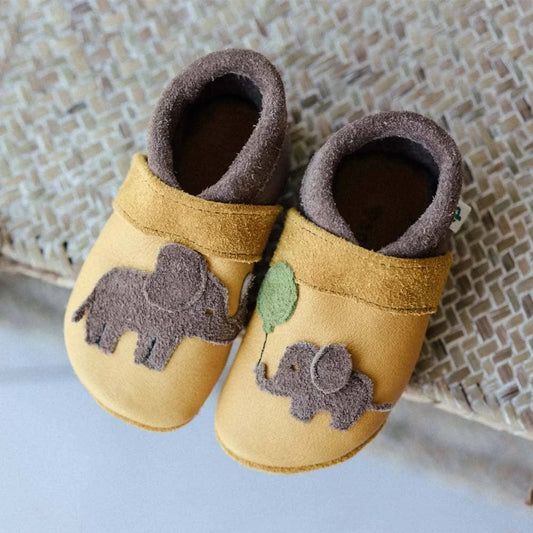 Pantolinos Lederschuhe mit Elefanten und Luftballon