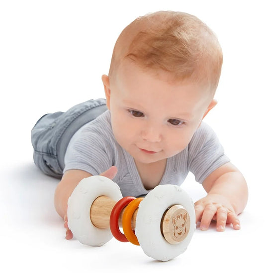 Sophie la girafe® So'Pure- Greifling/Beißring Totem-Rassel / Naturkautschuk + Kautschukbaumholz