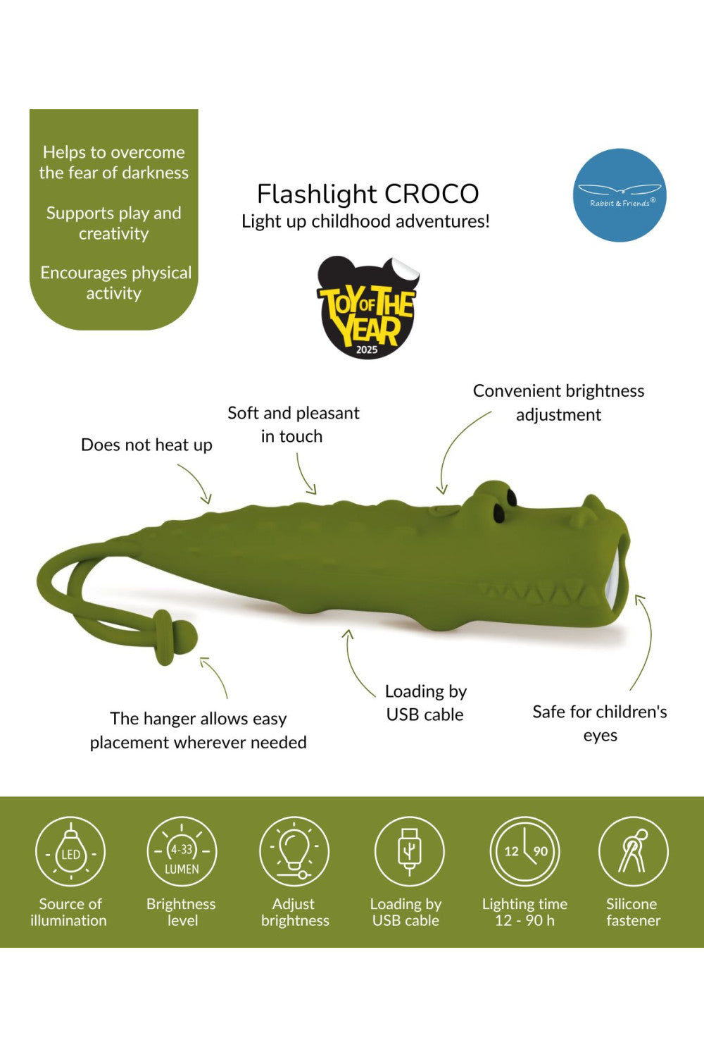 Rabbit & Friends Taschenlampe Croco