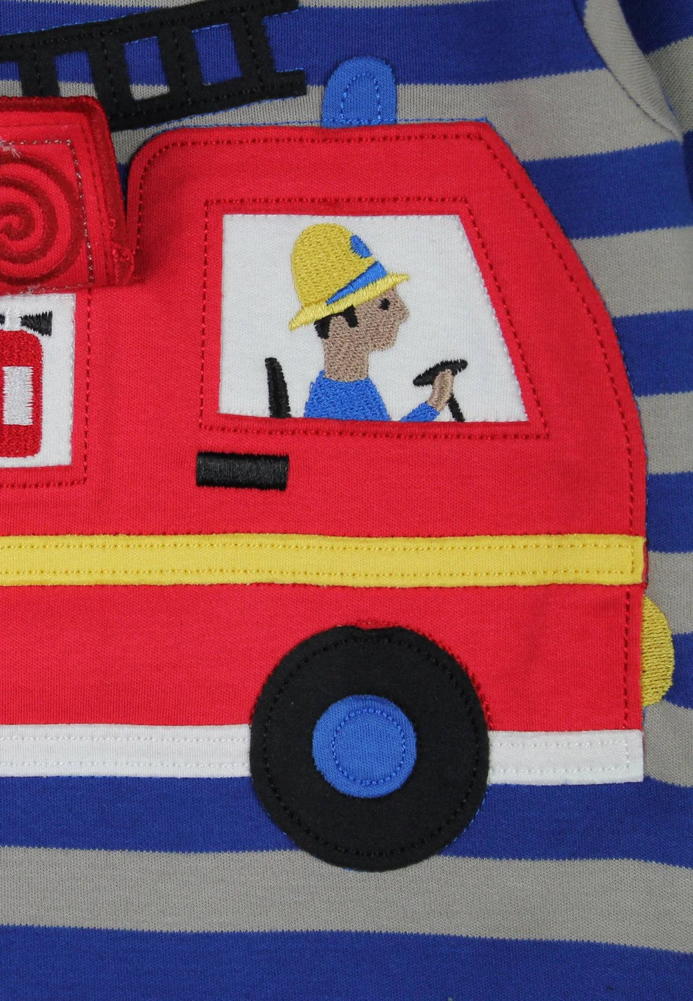 Toby Tiger Langarmshirt gestreift mit Feuerwehr-Applikation GOTS