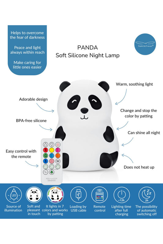 Rabbit & Friends Panda Nachtlampe mit Fernbedienung