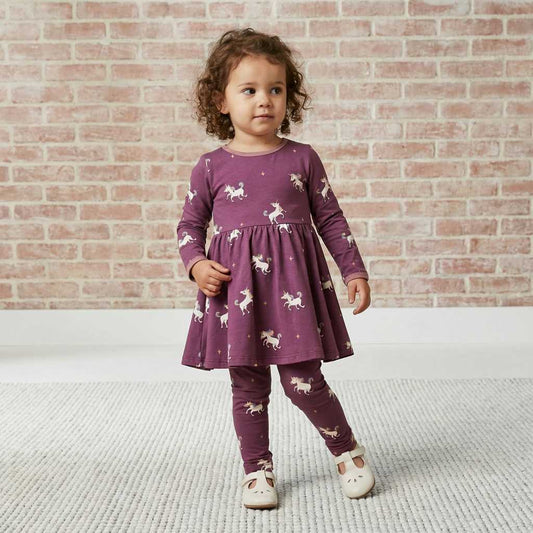 Maxomorra Langarmkleid Dress Circle Unicorn GOTS
