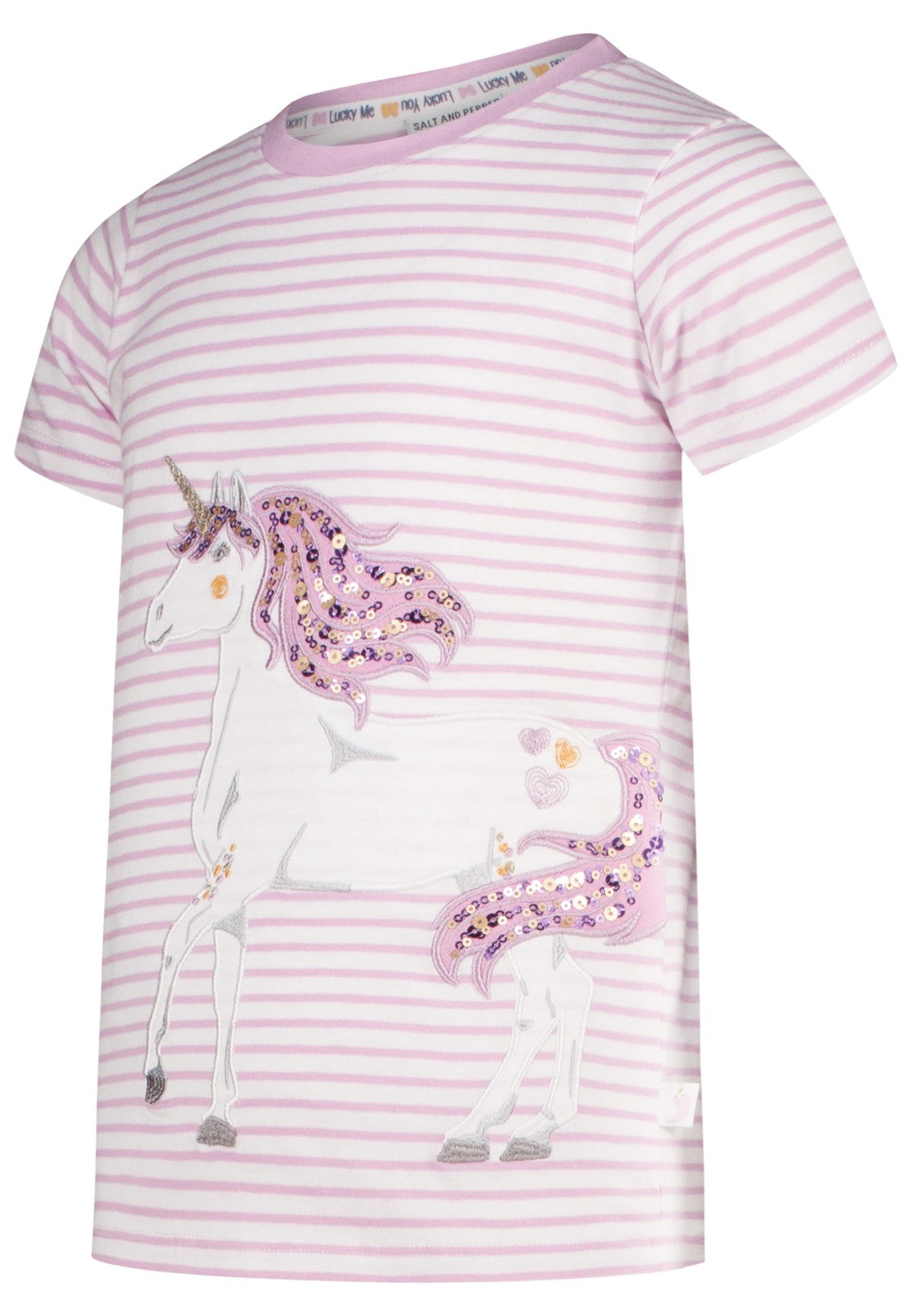 Salt and Pepper T-Shirt mit Einhorn Stick-Applikation