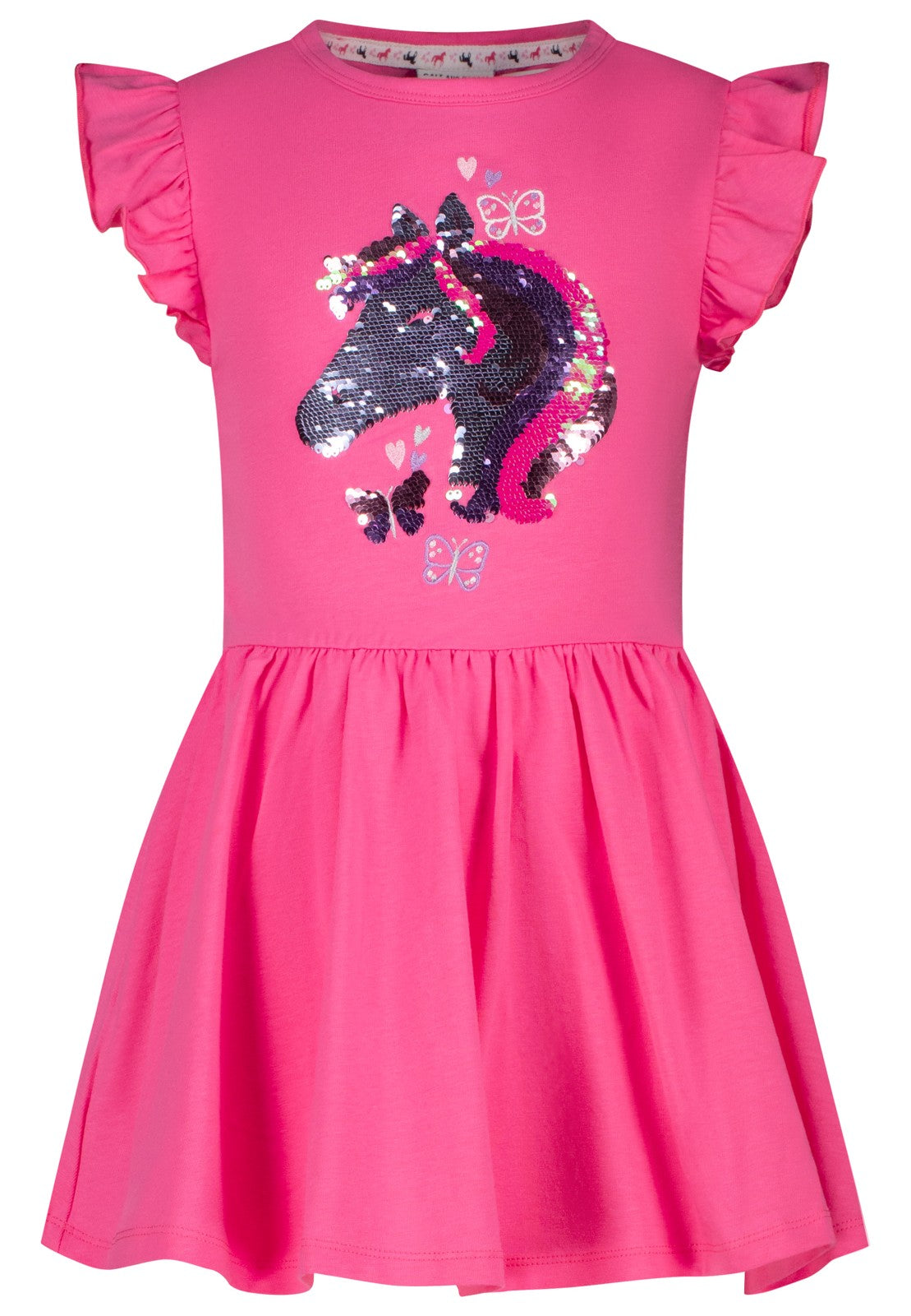 Salt and Pepper Kurzarm Jerseykleid mit Wendepailletten Pferd