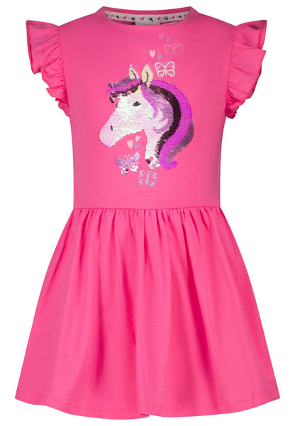 Salt and Pepper Kurzarm Jerseykleid mit Wendepailletten Pferd