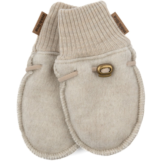 Mikk-line Baby-Handschuhe aus Merinowolle in Melange Off White