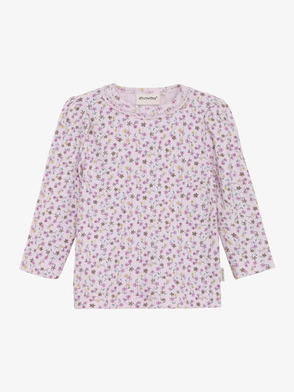 Minymo Langarmshirt gerippt mit Blümchendruck