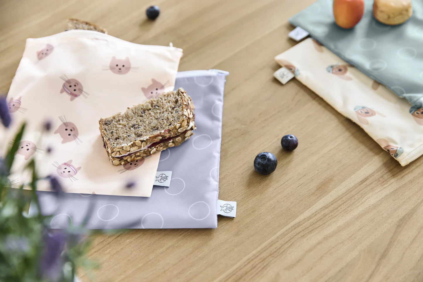 Lässig Frühstücksbeutel (2 Stk) - Snack Bag, Tiny Team, Katze