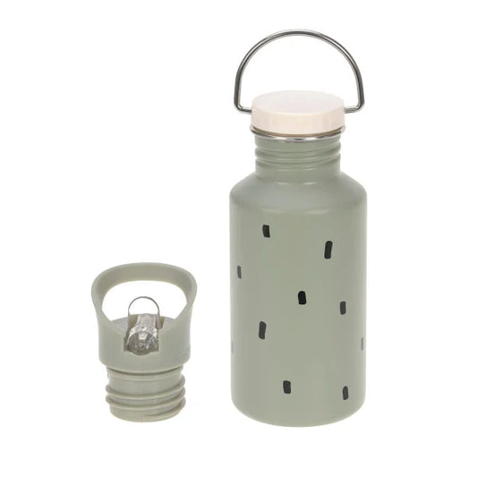Lässig Trinkflasche Kinder - Edelstahl, Happy Prints Oliv 0,5l