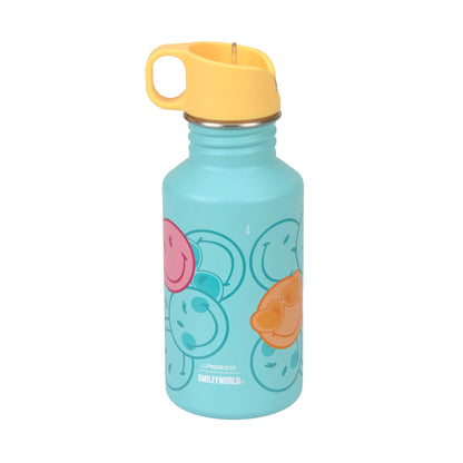 Lässig Edelstahl Kinder Trinkflasche 500 ml - SmileyWorld® Türkis