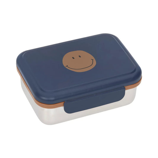 Lässig Brotdose Kinder - Edelstahl Lunchbox, Little Gang Blau Smile