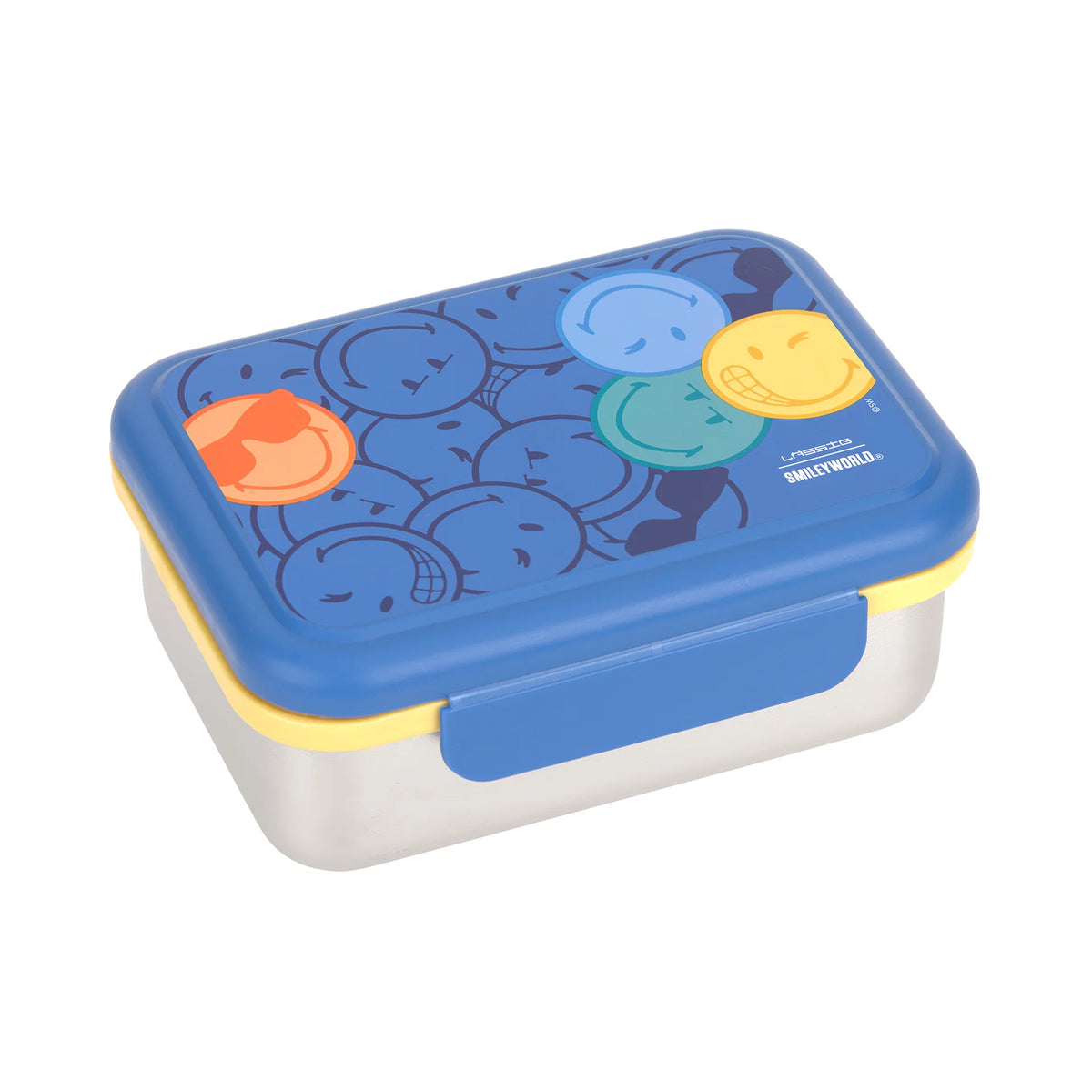Brotdose Kinder - Edelstahl Lunchbox, SmileyWorld® Blau
