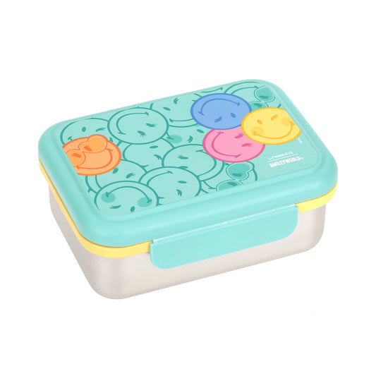 Brotdose Kinder - Edelstahl Lunchbox, SmileyWorld® Türkis