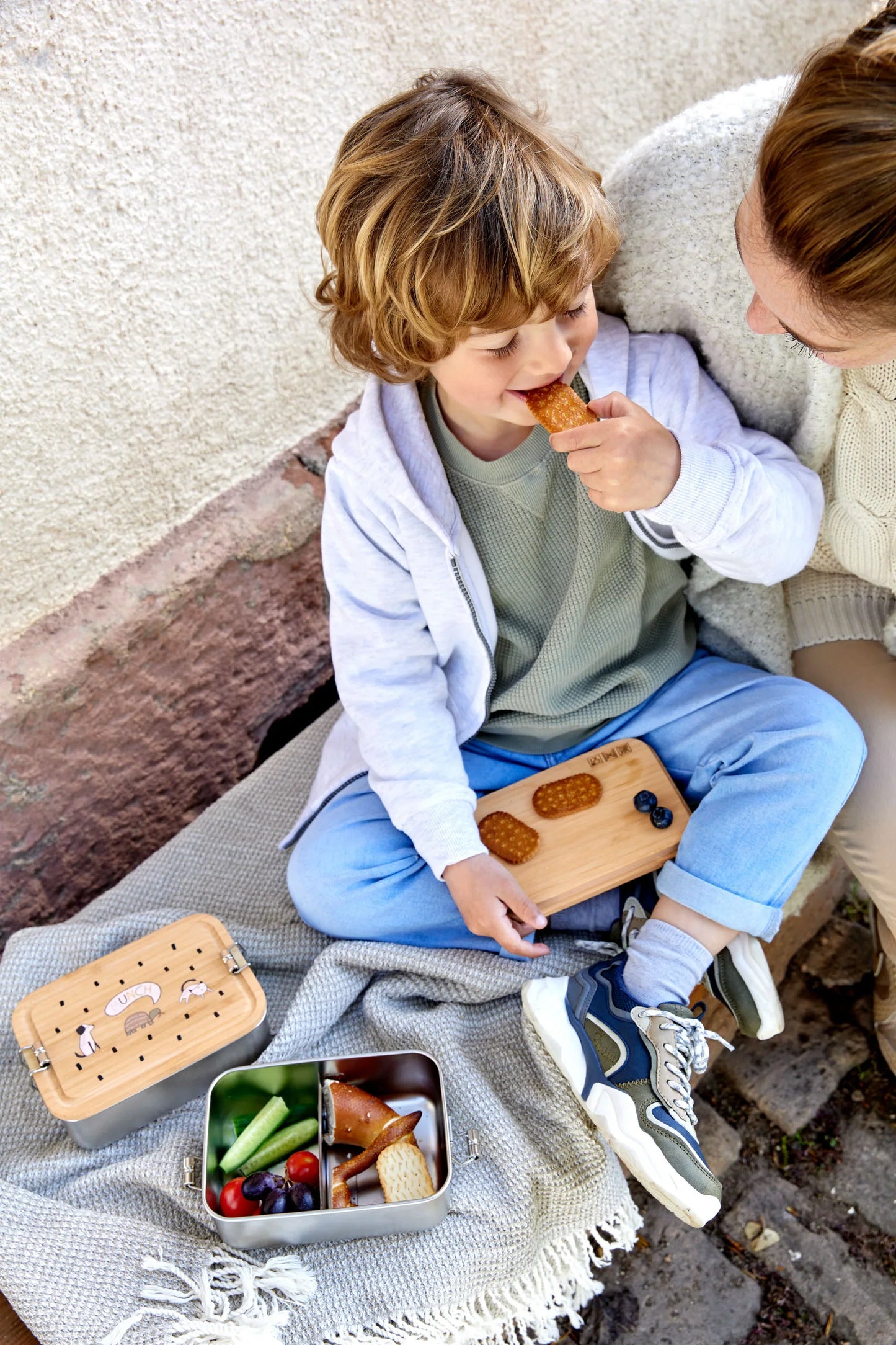 Lässig Brotdose Kinder - Edelstahl Lunchbox, Happy Prints