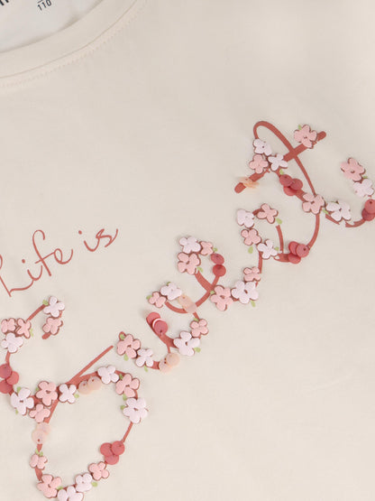 Minymo T-Shirt mit kleinem Paillettenprint