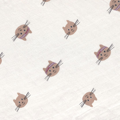 Lässig Mulltücher 3er Set 60 x 60 cm - Bio Baumwolle, Tiny Team, Katze