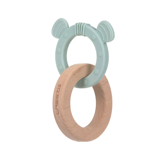 Greifling - Teether 2-in-1 Wood Silicone, Little Chums Dog von Lässig