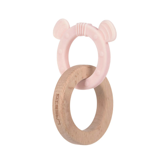 Greifling - Teether 2-in-1 Wood Silicone, Little Chums Mouse von Lässig