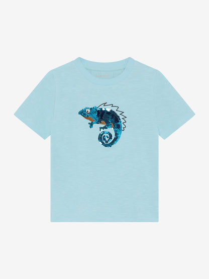 Minymo T-Shirt mit Chamäleon und Wendepailletten