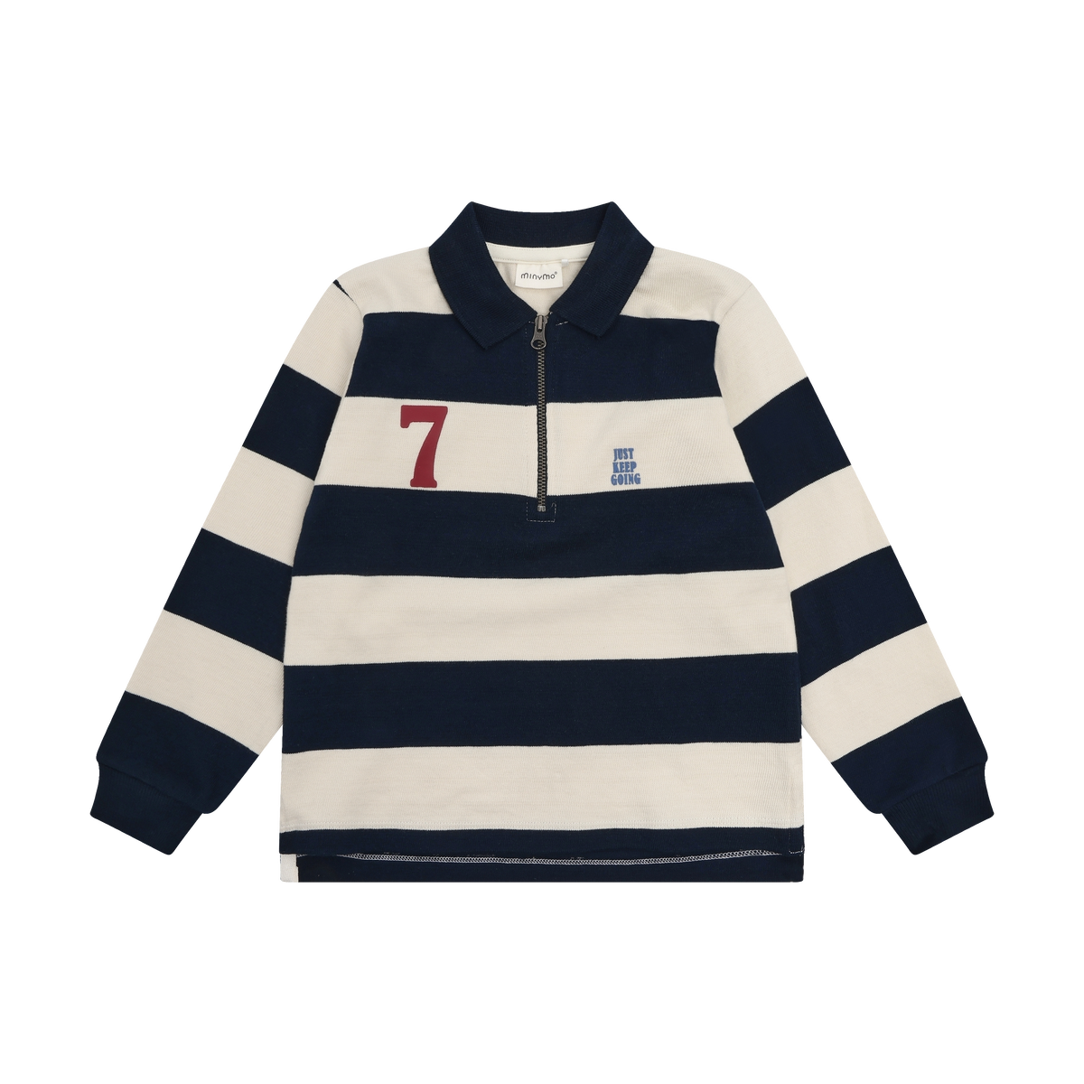 Minymo Langarm-Poloshirt Dark Sapphire – Vorderansicht