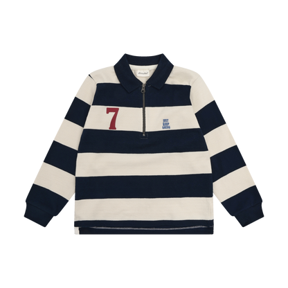 Minymo Langarm-Poloshirt Dark Sapphire – Vorderansicht