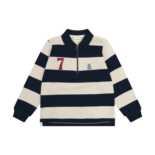 Minymo Langarm-Poloshirt Dark Sapphire – Vorderansicht